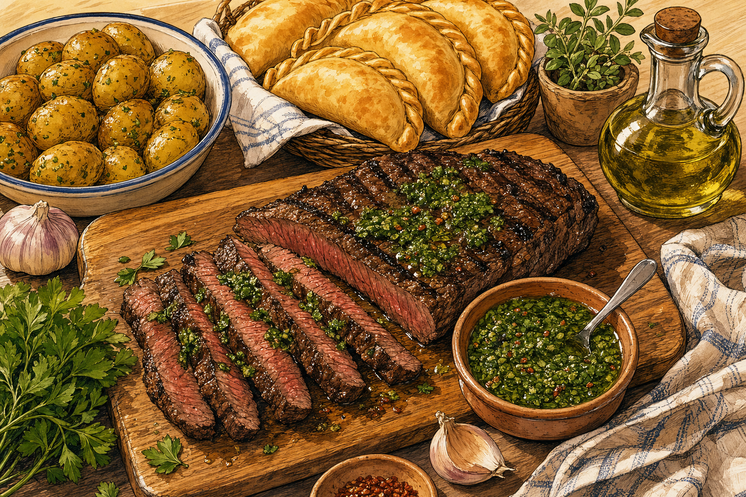 Argentina food culture illustration