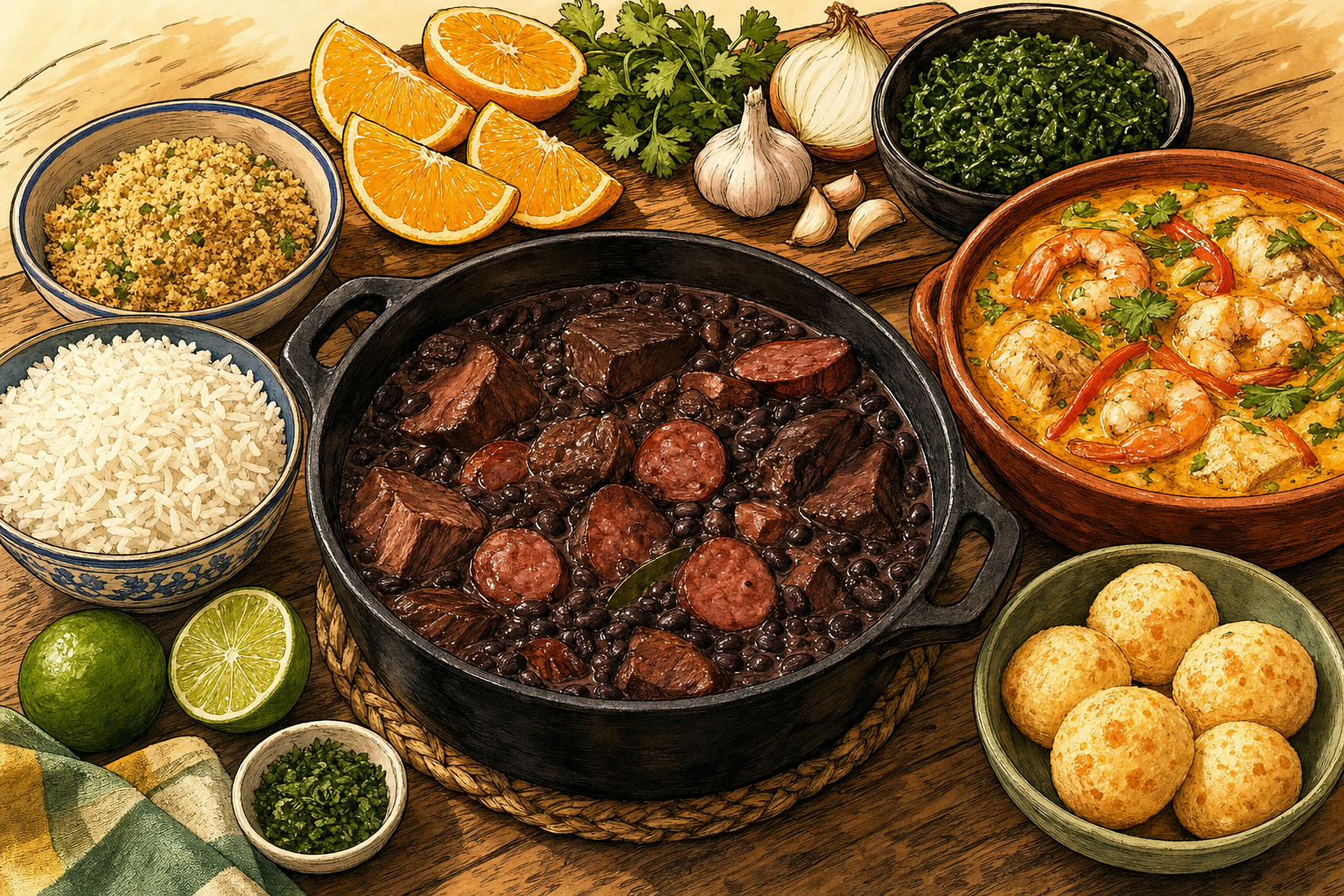 Brazil food culture illustration