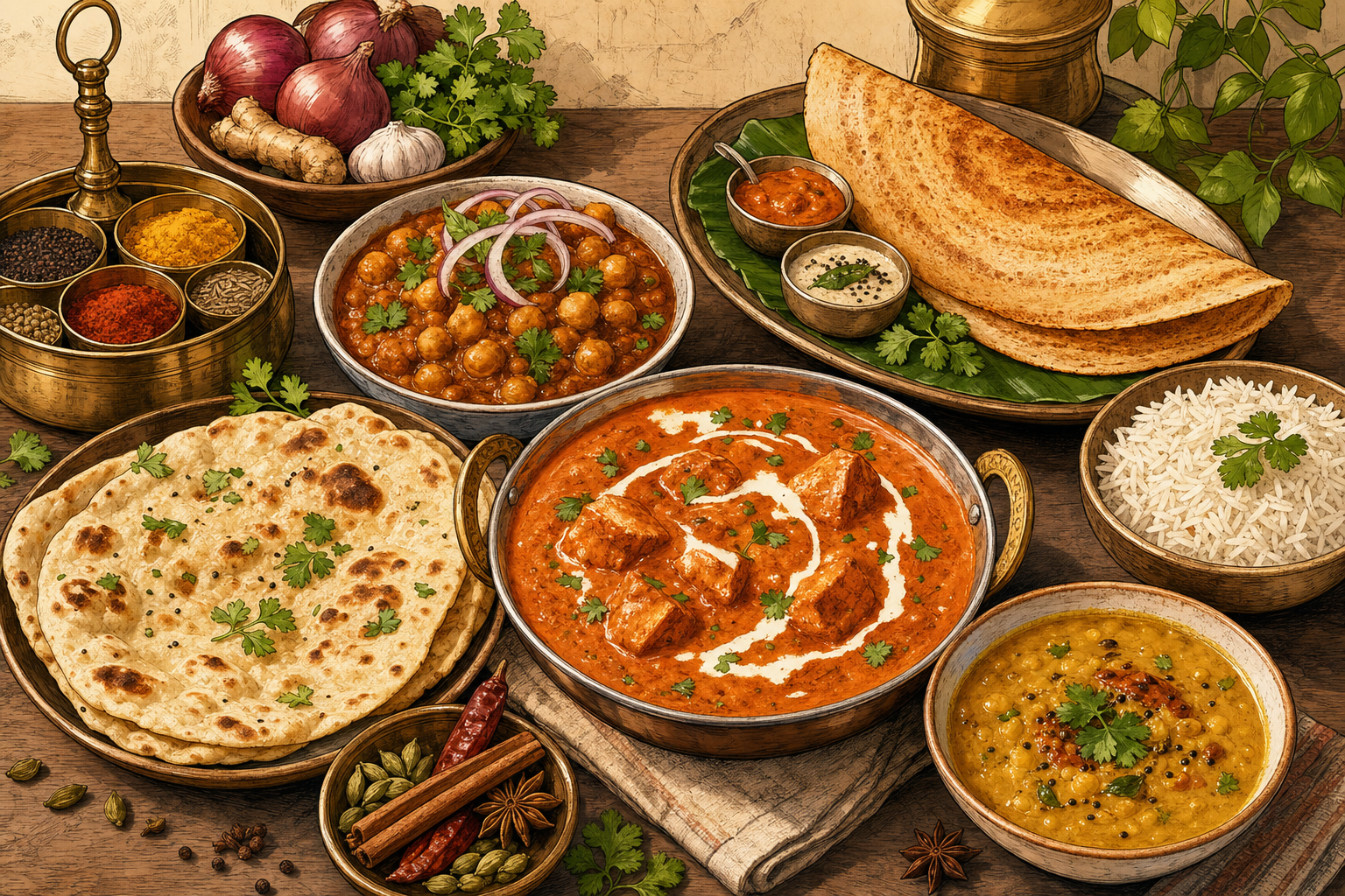 India food culture illustration