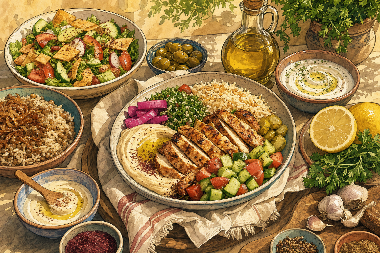 Lebanon food culture illustration