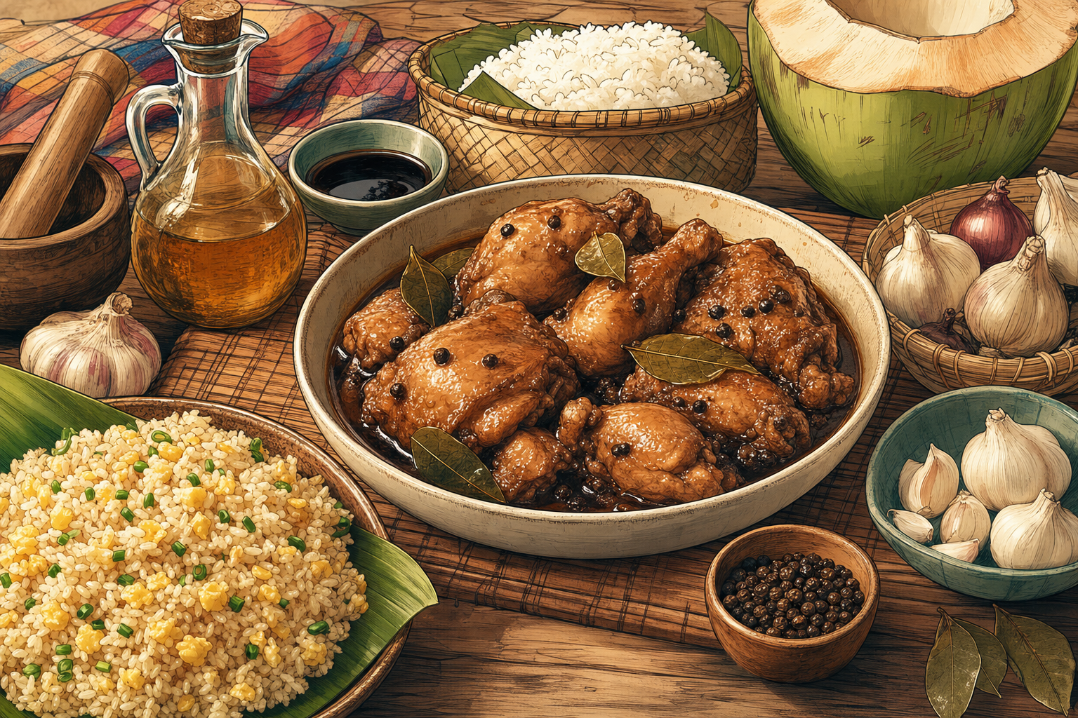 Philippines food culture illustration