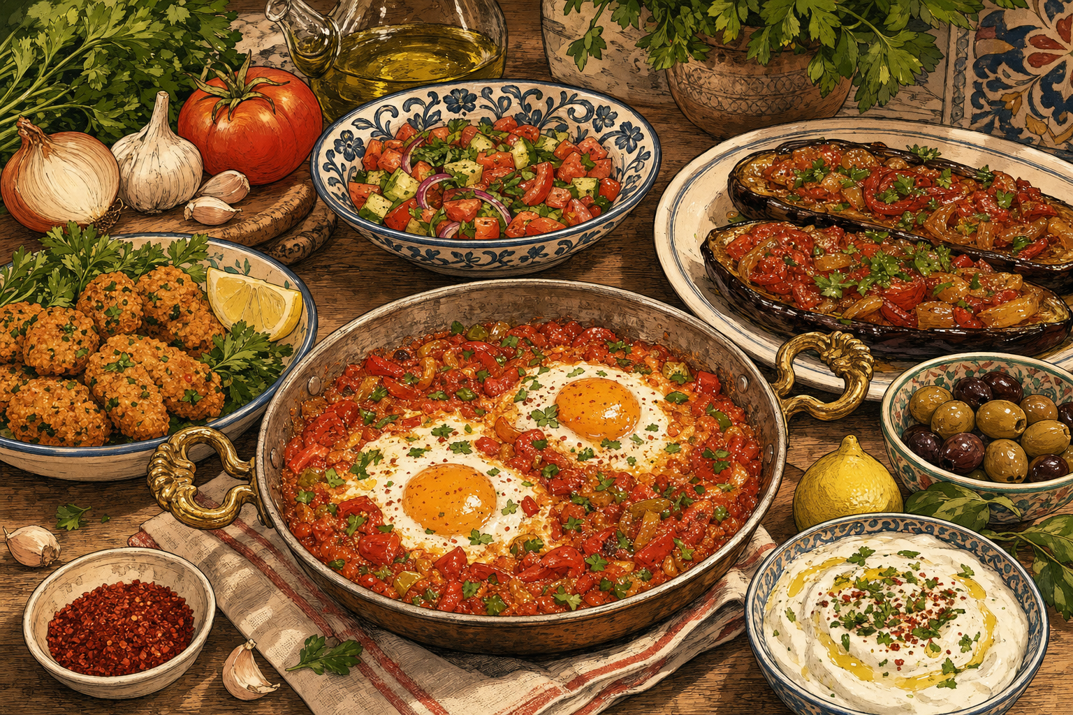 Turkey food culture illustration