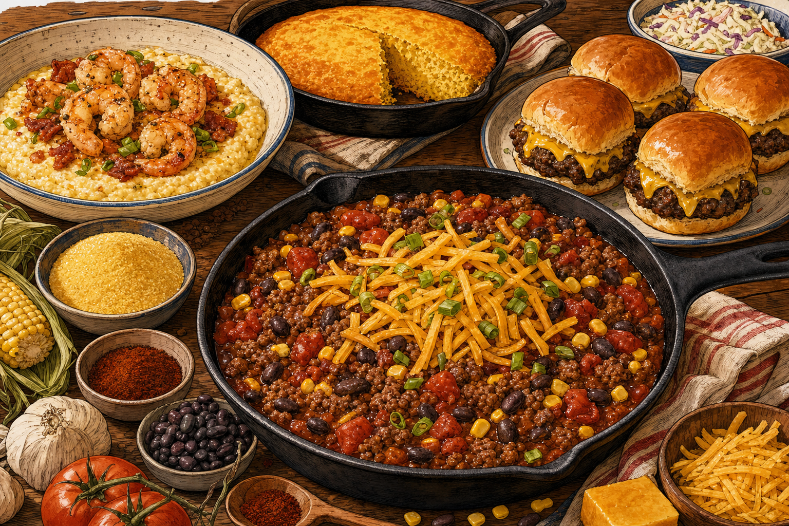 United States food culture illustration
