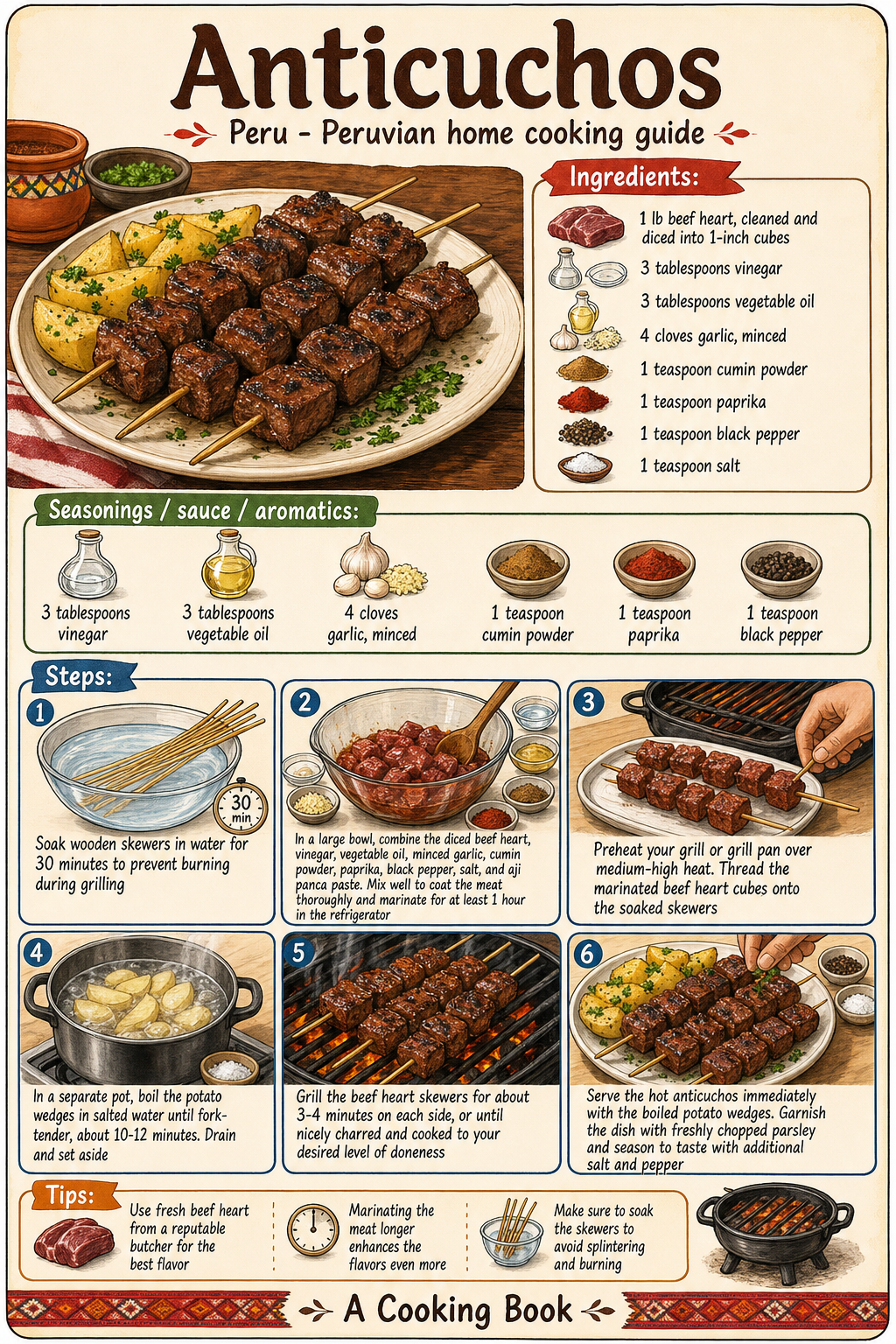 Anticuchos illustrated step-by-step cooking guide