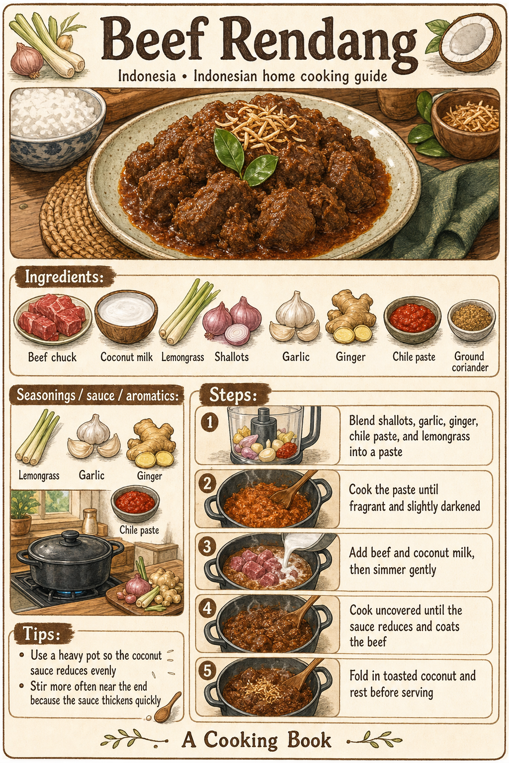 Beef Rendang illustrated cooking image