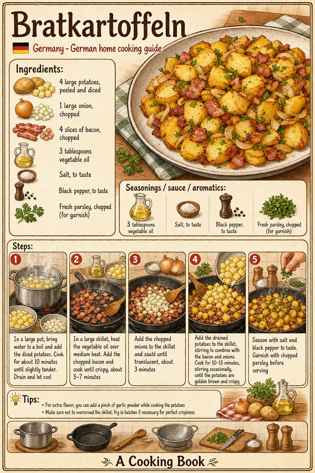 Bratkartoffeln illustrated step-by-step cooking guide