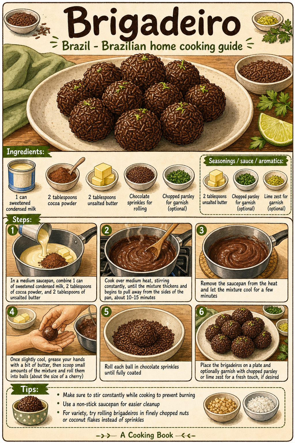 Brigadeiro illustrated step-by-step cooking guide