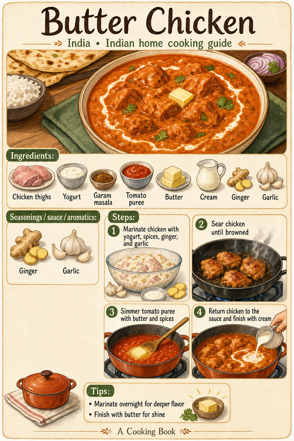 Butter Chicken illustrated cooking image