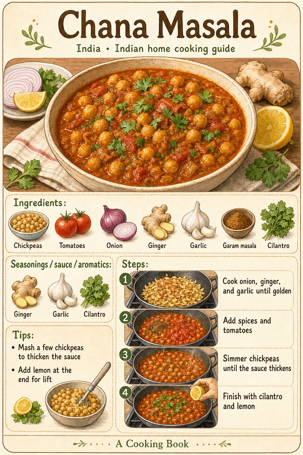 Chana Masala illustrated cooking image