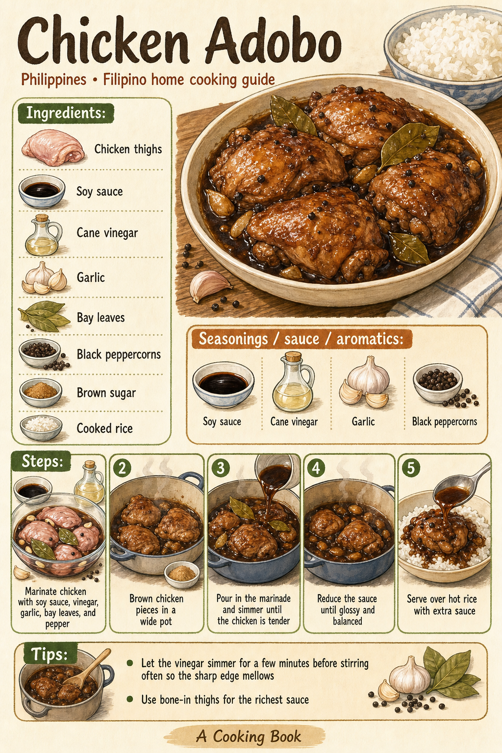 Chicken Adobo illustrated cooking image