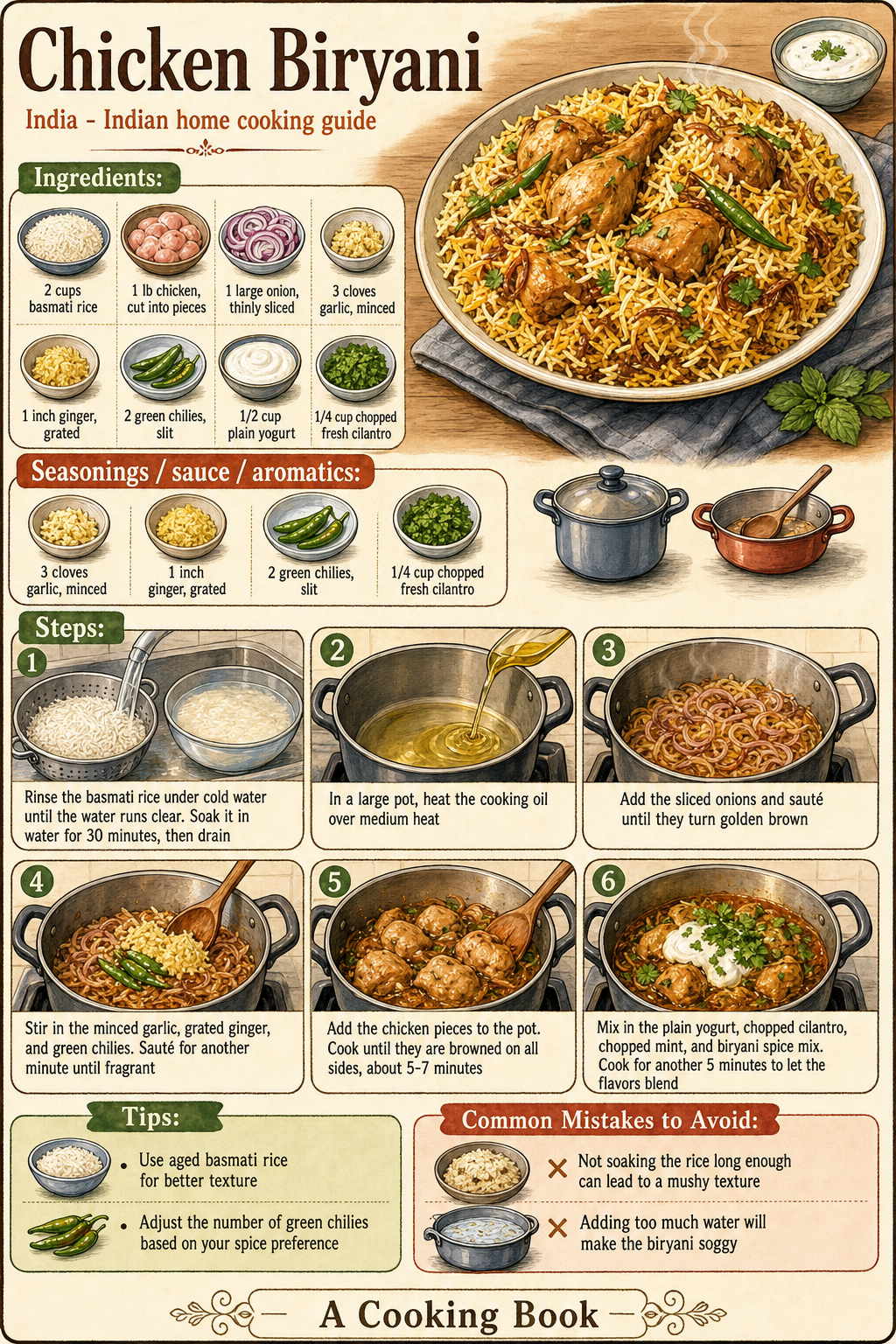 Chicken Biryani illustrated cooking image