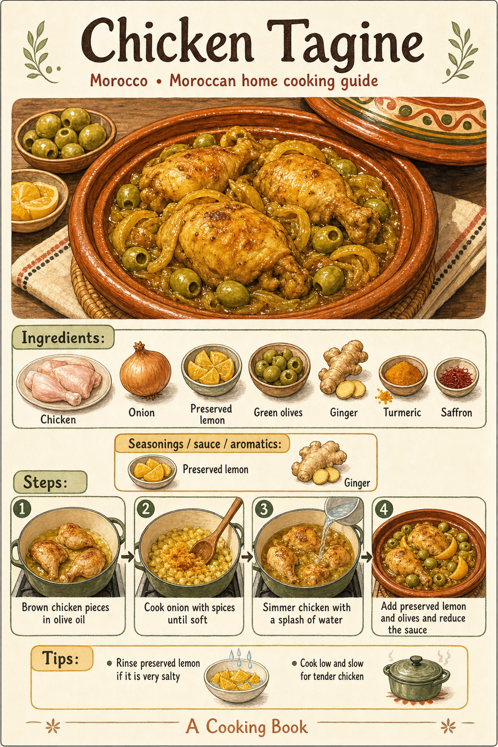 Chicken Tagine illustrated cooking image