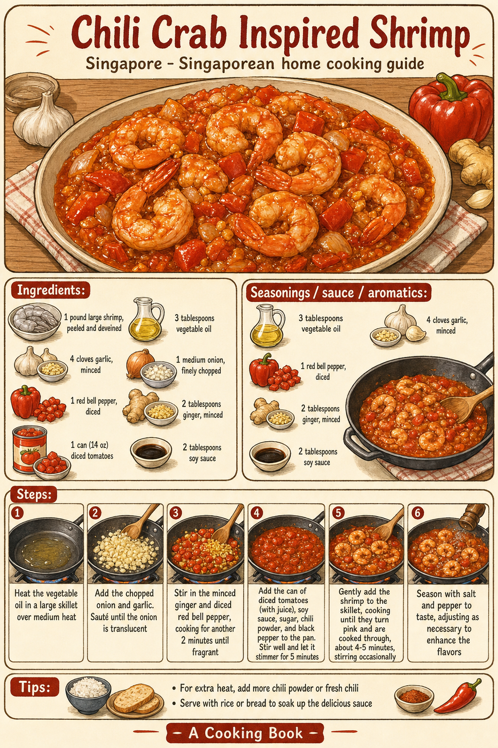 Chili Crab Inspired Shrimp illustrated step-by-step cooking guide
