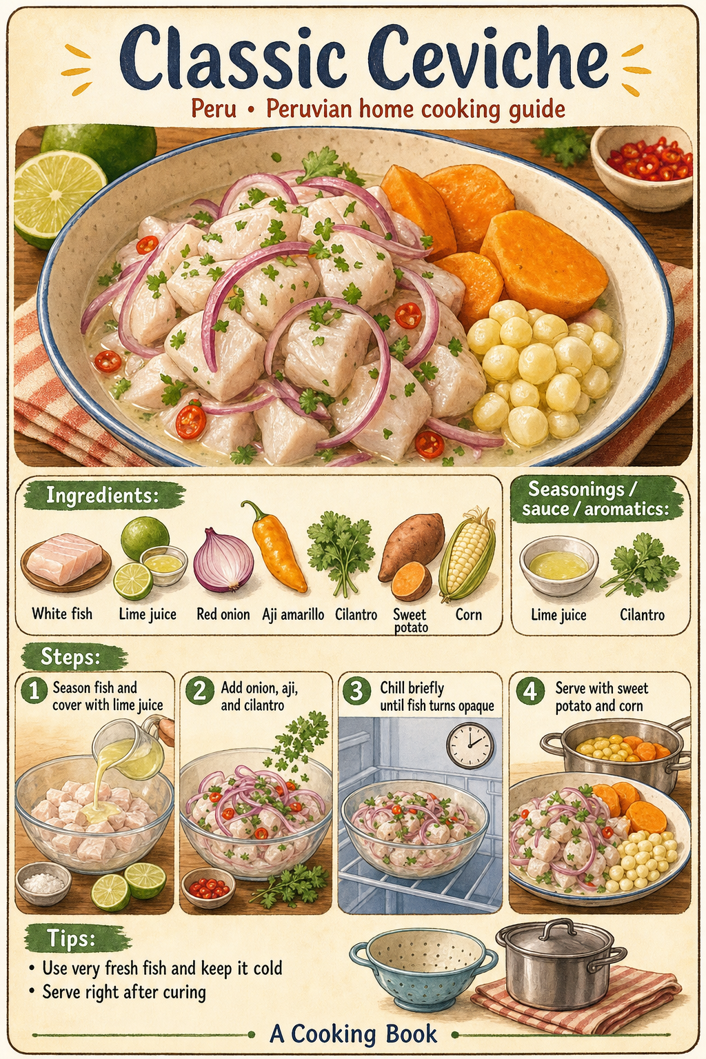 Classic Ceviche illustrated cooking image