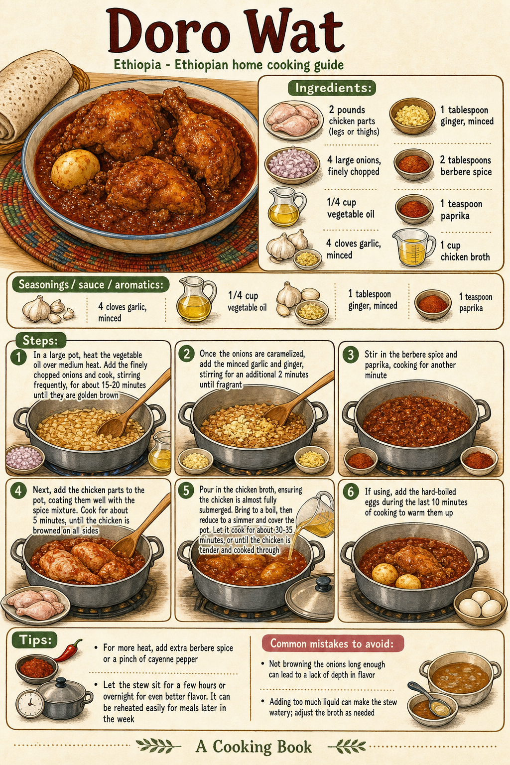 Doro Wat illustrated step-by-step cooking guide