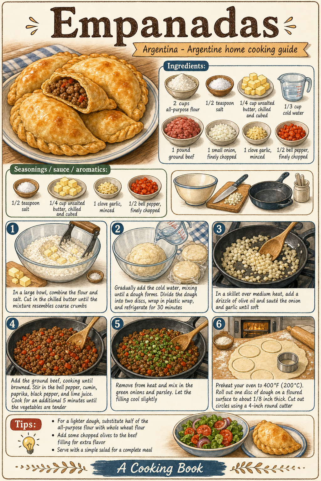 Empanadas illustrated cooking image