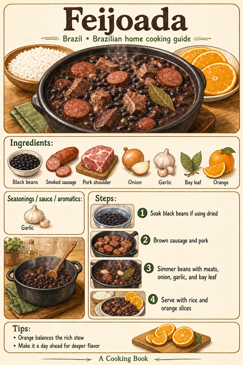 Feijoada illustrated cooking image