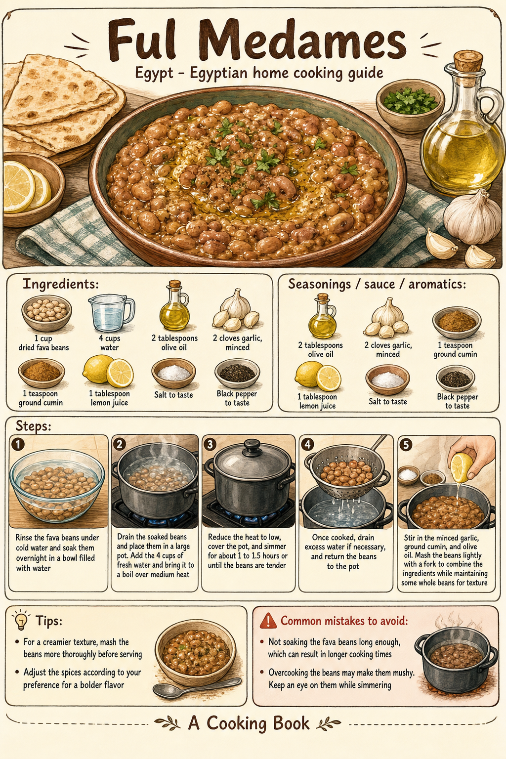 Ful Medames illustrated step-by-step cooking guide