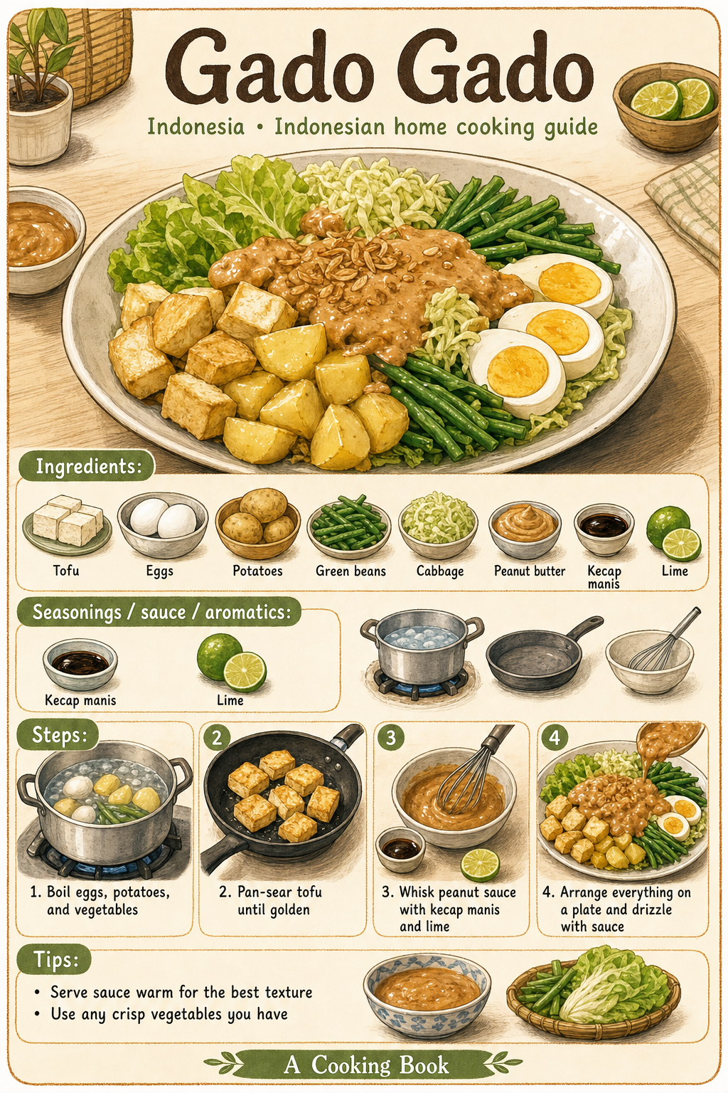 Gado Gado illustrated cooking image