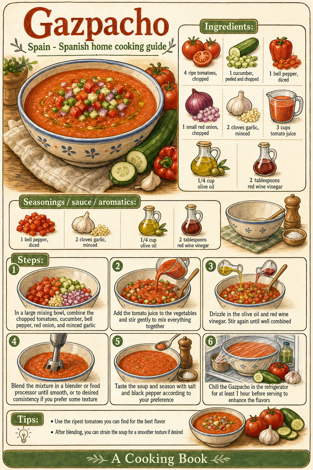 Gazpacho illustrated step-by-step cooking guide