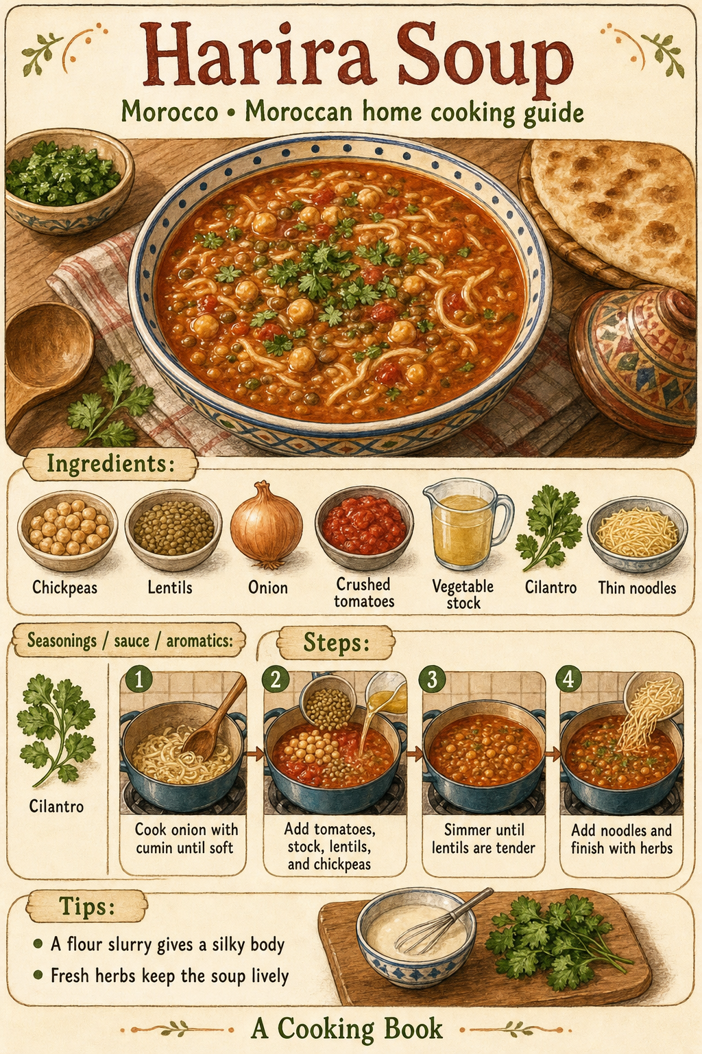 Harira Soup illustrated cooking image