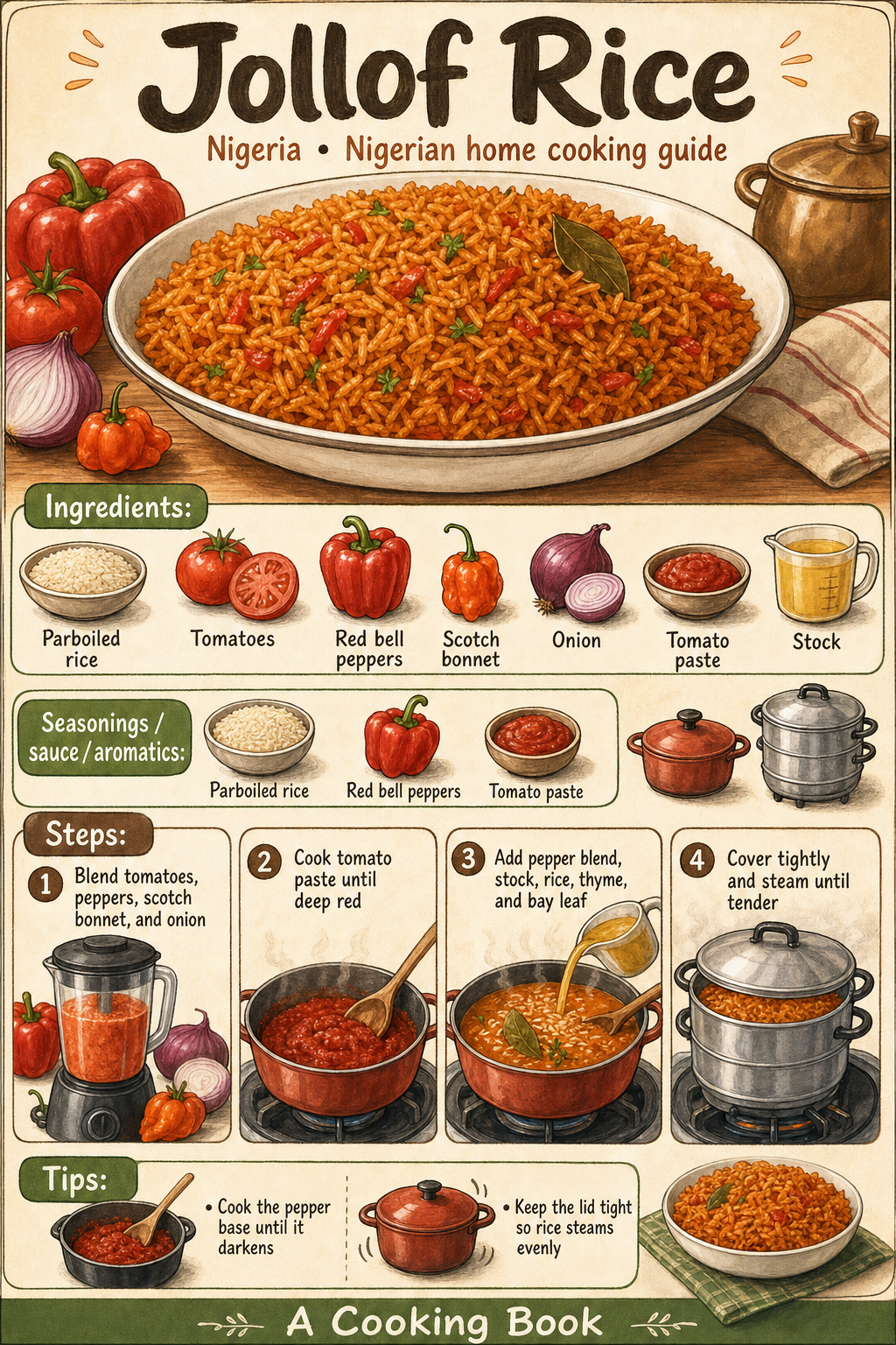 Jollof Rice illustrated cooking image