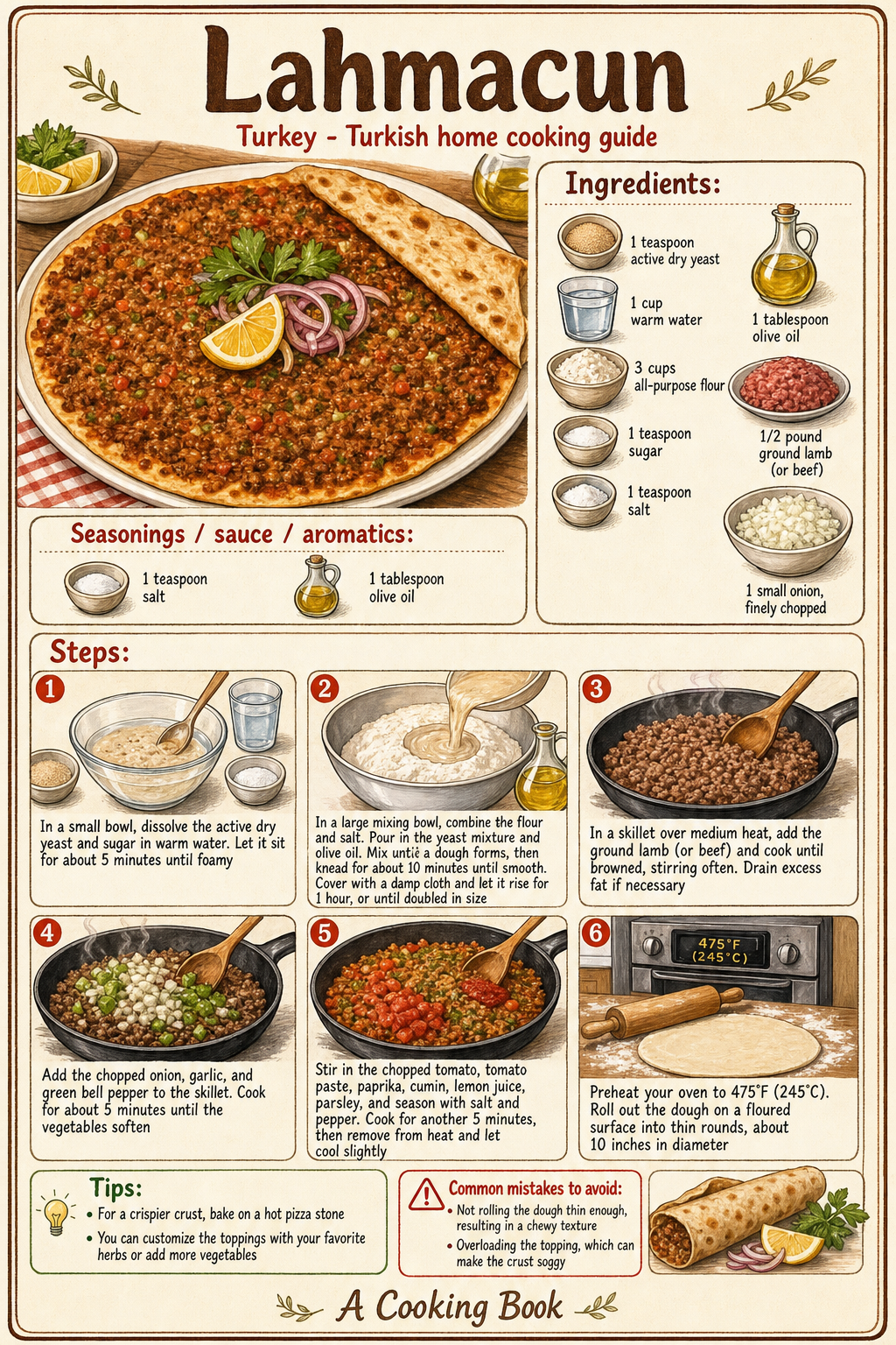Lahmacun illustrated cooking image