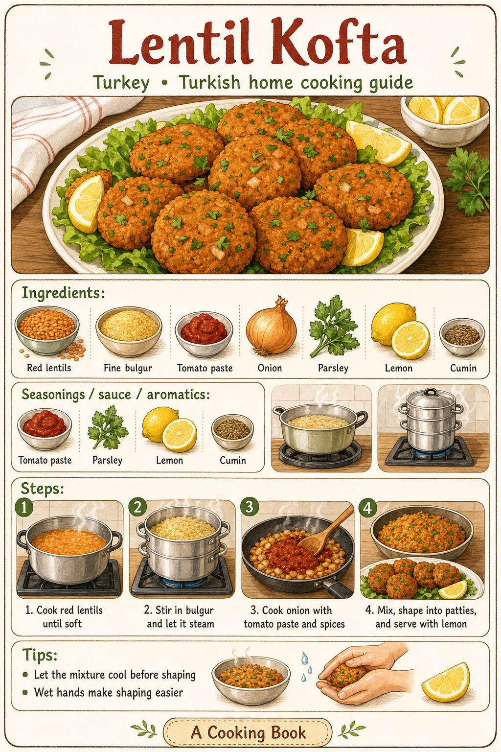 Lentil Kofta illustrated cooking image