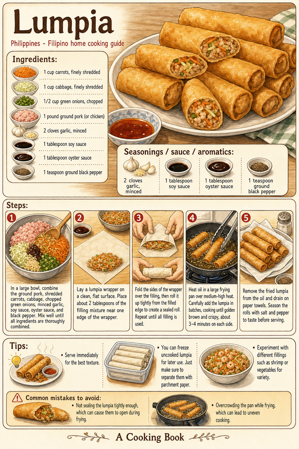 Lumpia illustrated step-by-step cooking guide