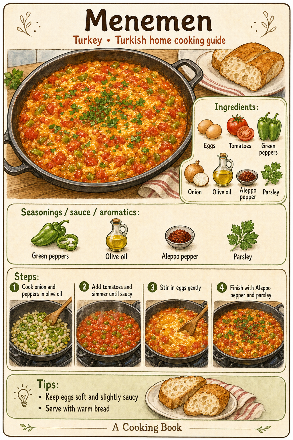 Menemen illustrated cooking image