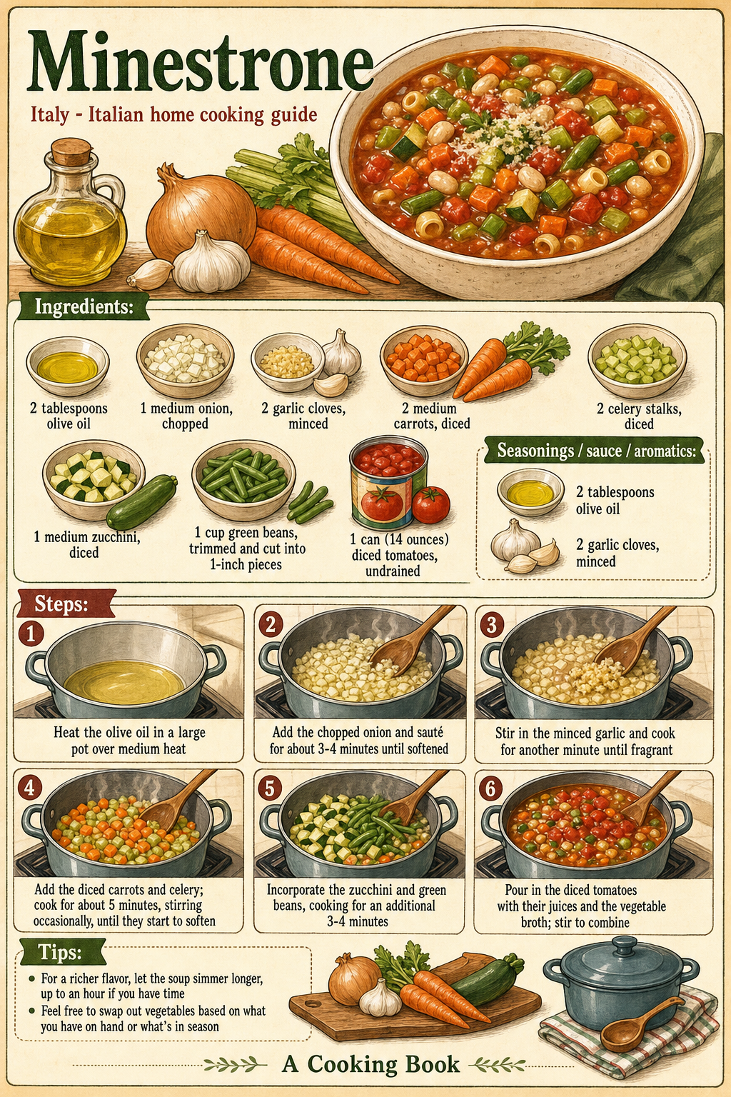 Minestrone illustrated step-by-step cooking guide