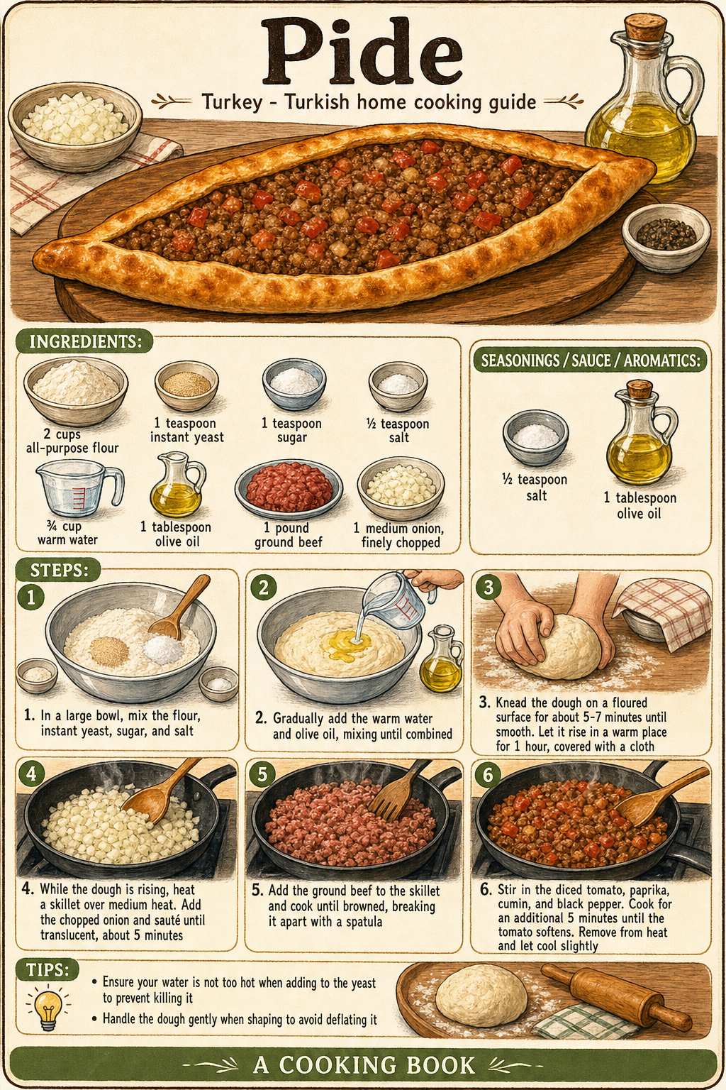 Pide illustrated cooking image
