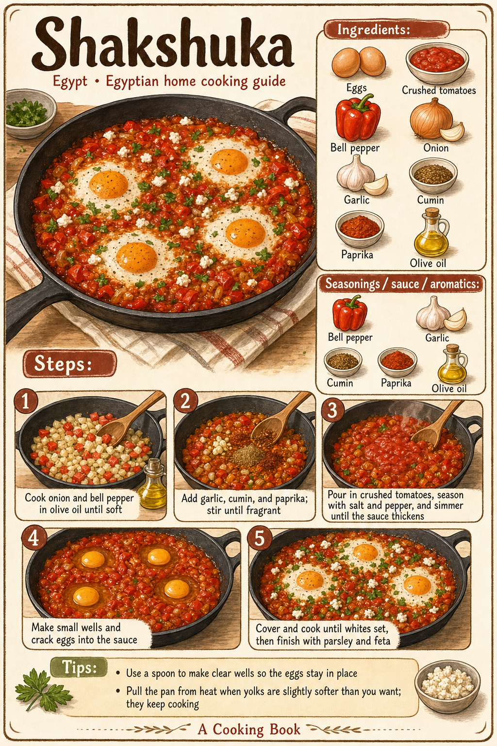 Shakshuka illustrated cooking image