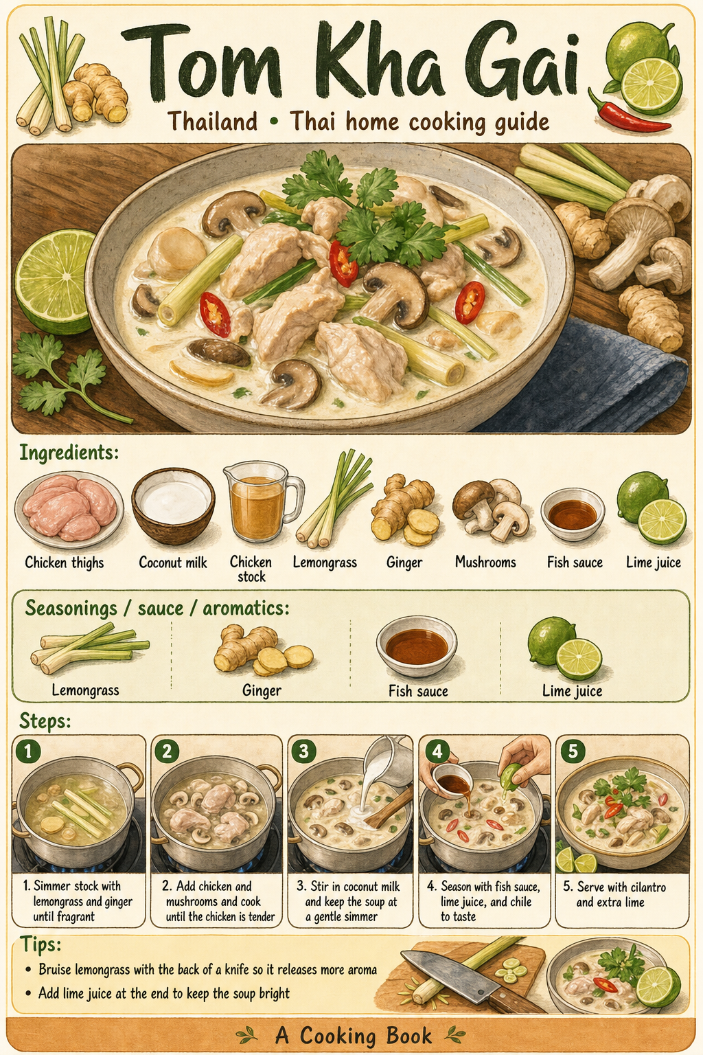 Tom Kha Gai illustrated cooking image