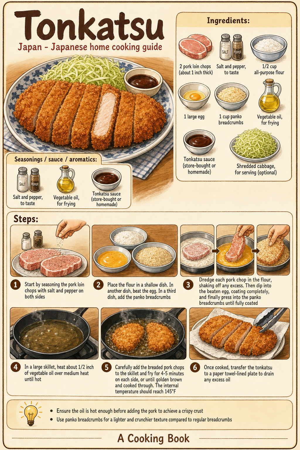 Tonkatsu illustrated step-by-step cooking guide