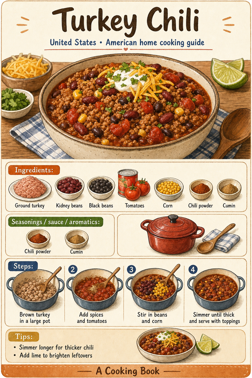 Turkey Chili illustrated cooking image