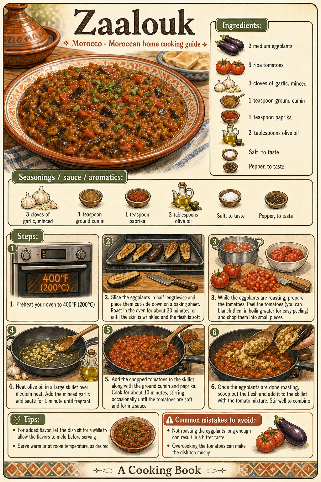 Zaalouk illustrated cooking image