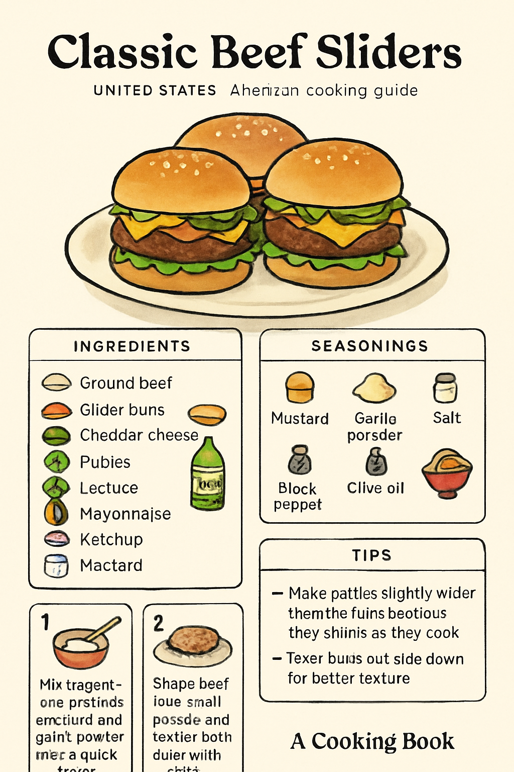 Classic Beef Sliders illustrated recipe card