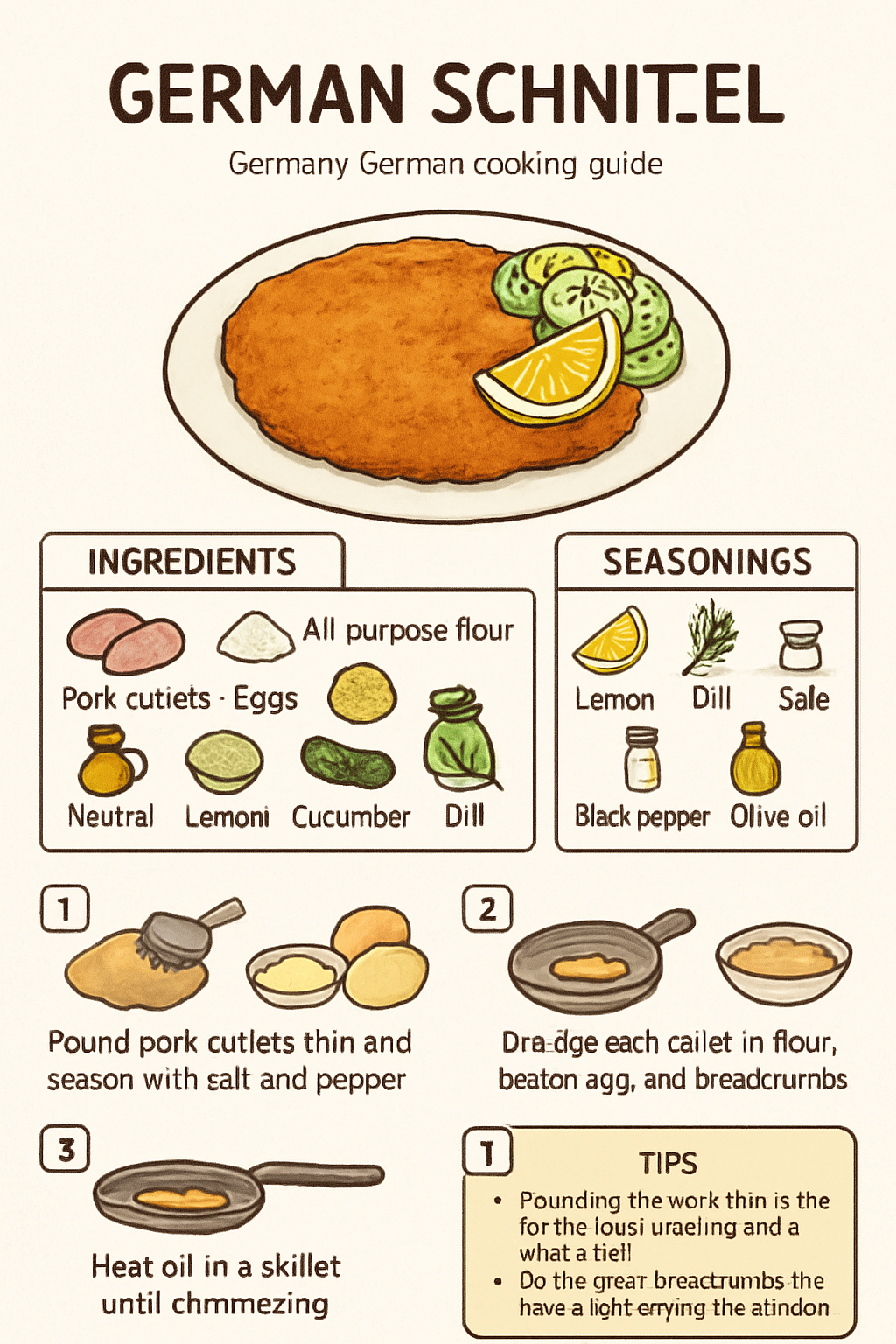 German Schnitzel illustrated recipe card
