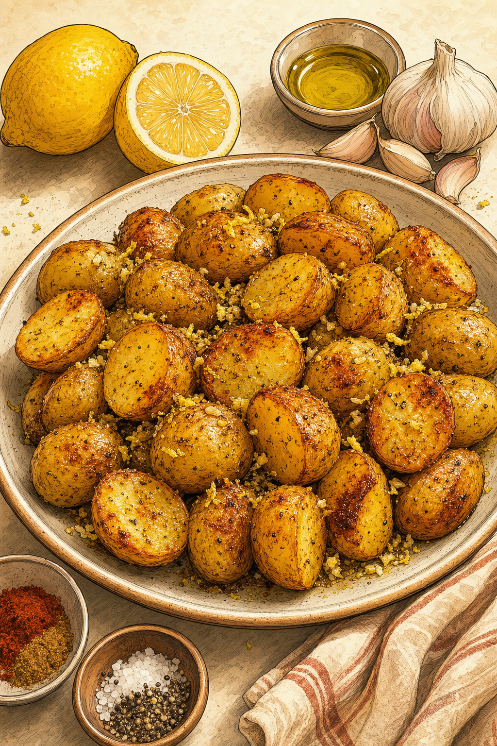 Lebanese Lemon Garlic Potatoes