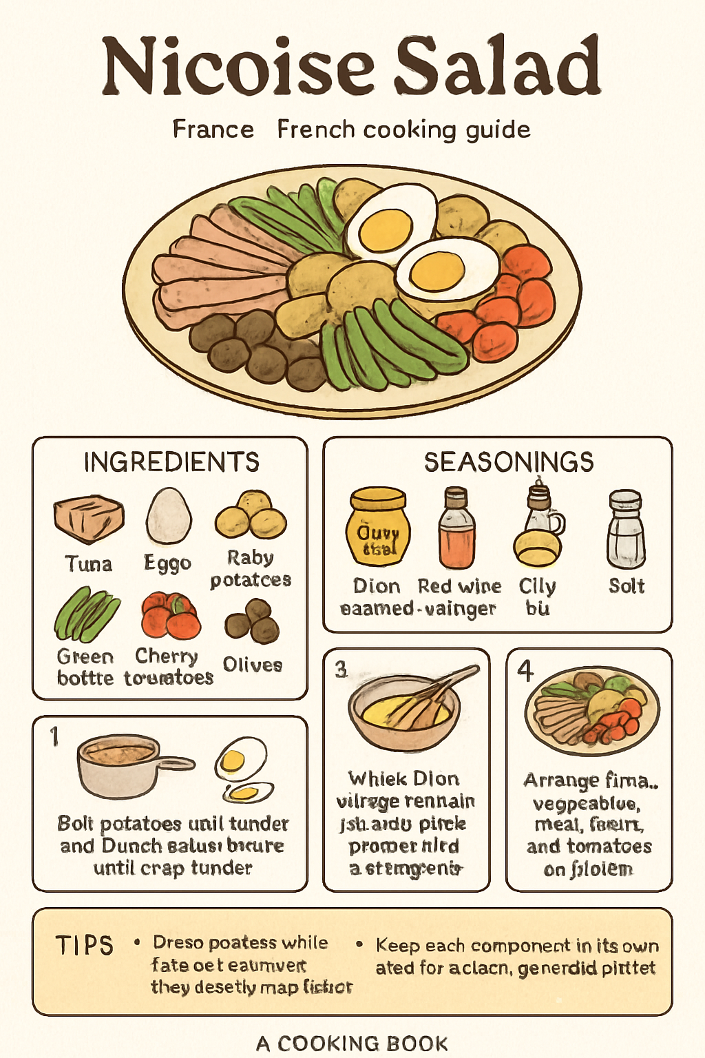 Nicoise Salad illustrated recipe card