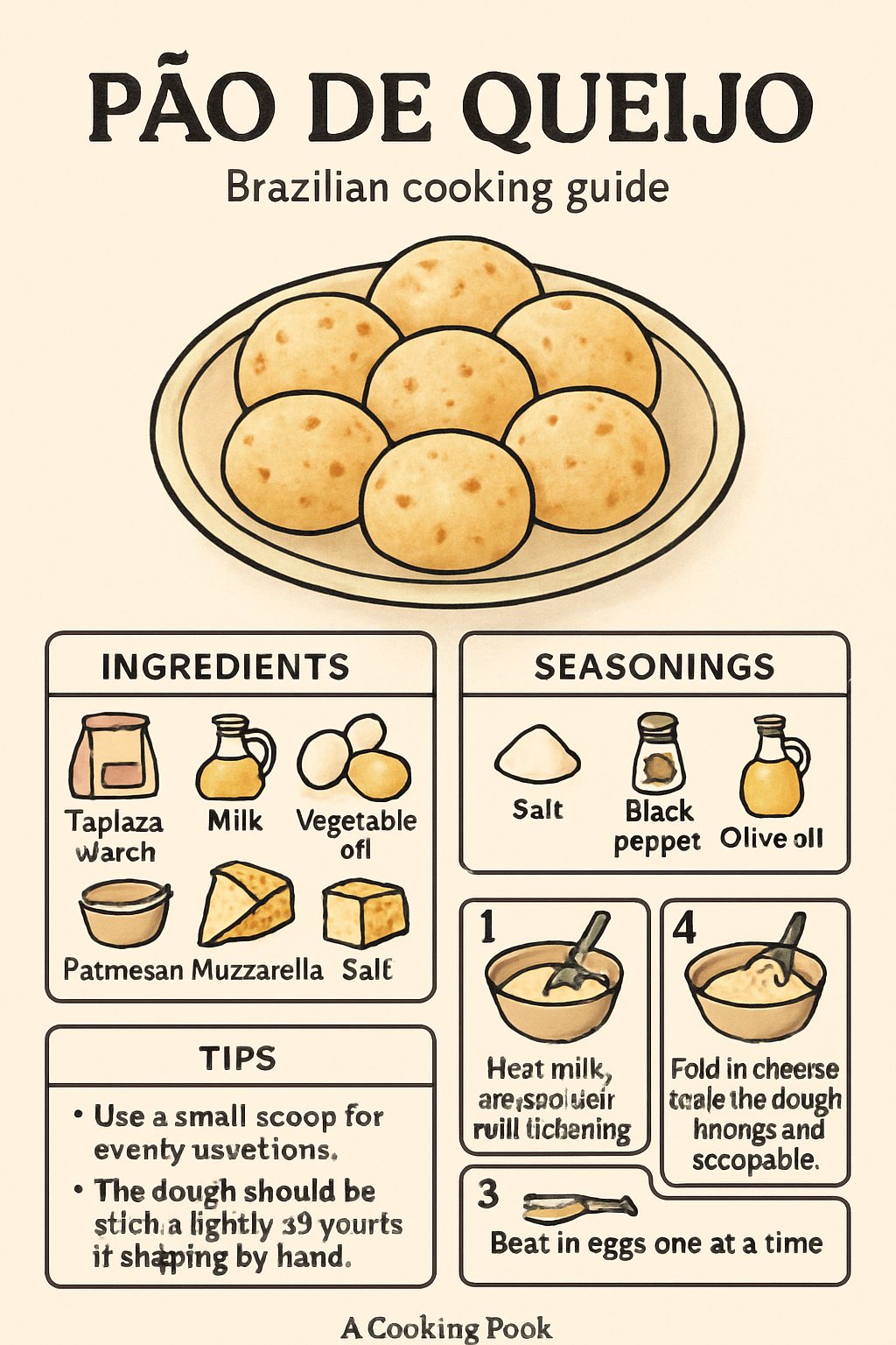 Pao de Queijo illustrated recipe card
