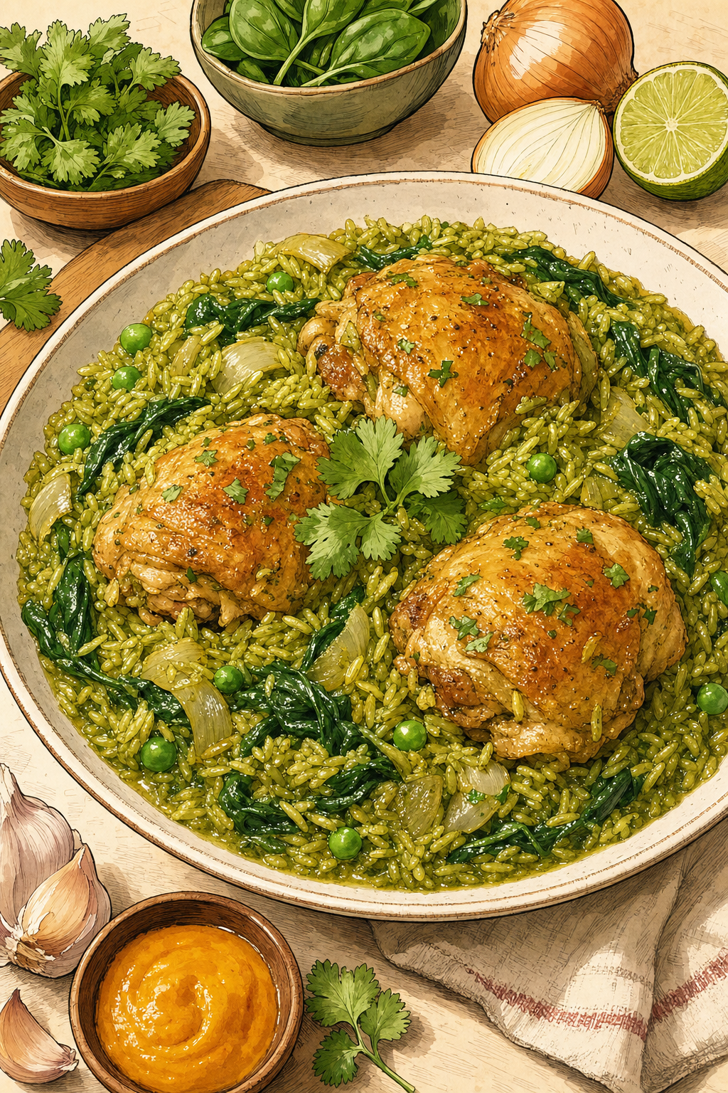 Peruvian Green Rice with Chicken