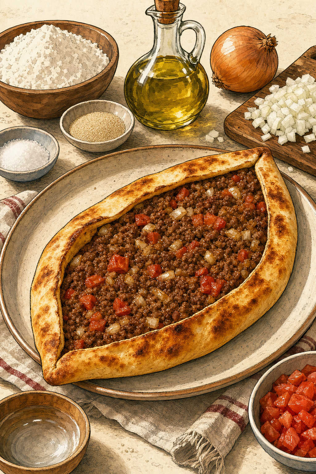 Pide illustrated recipe card