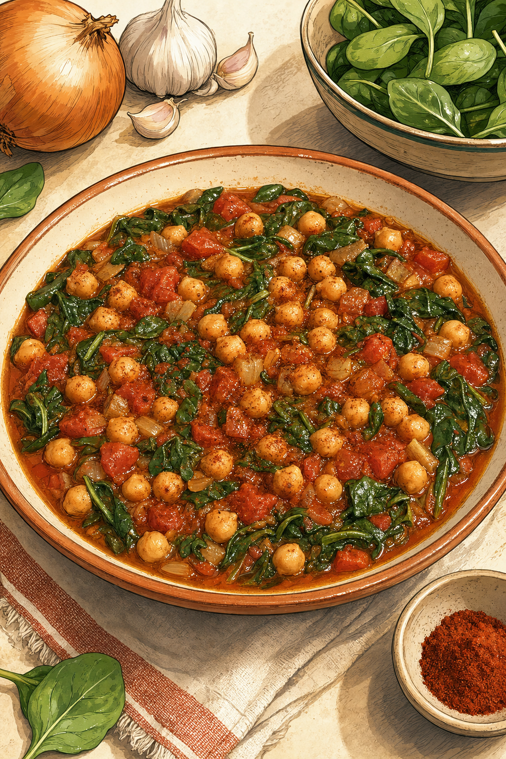 Spanish Chickpea Spinach Stew