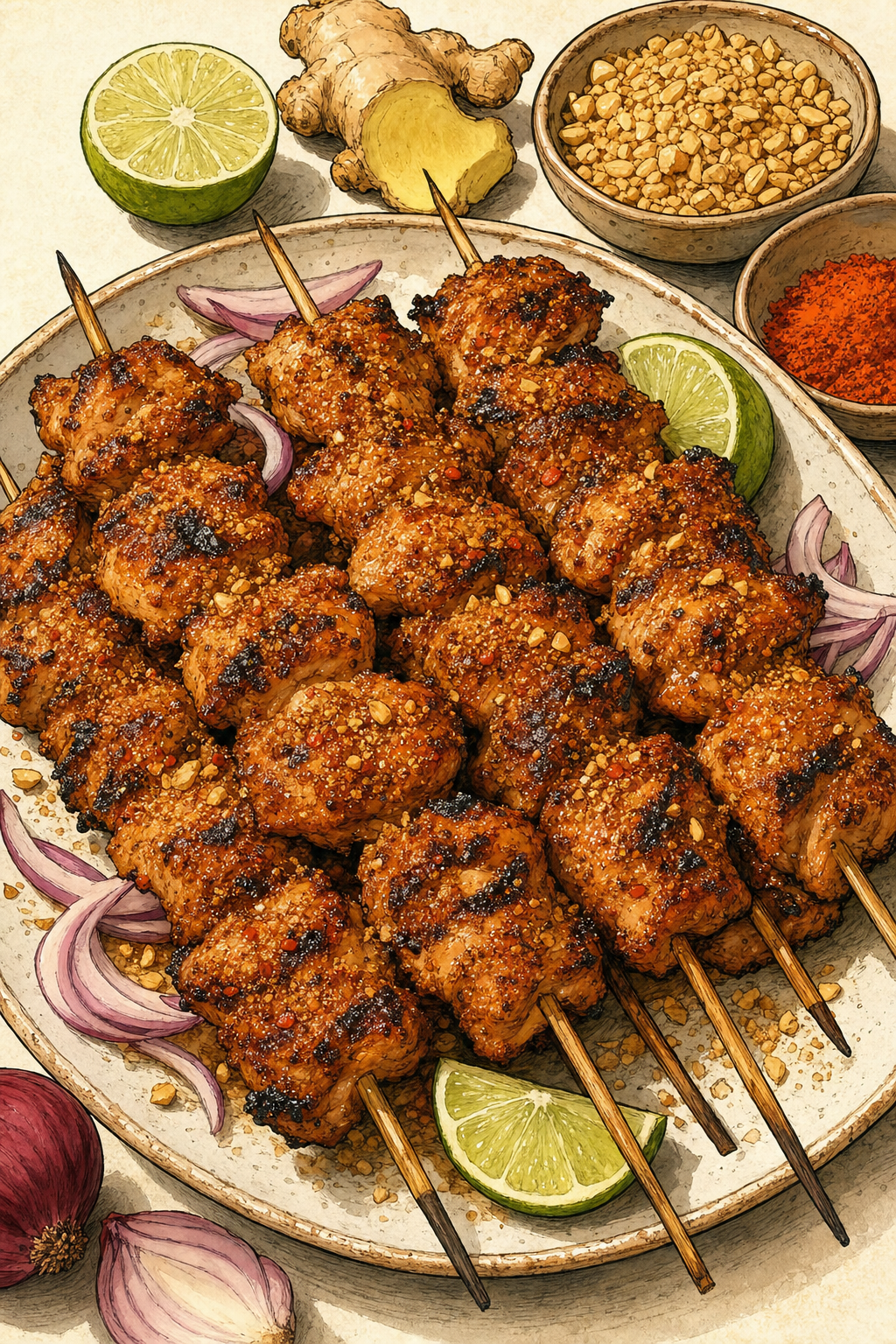 Suya Chicken Skewers